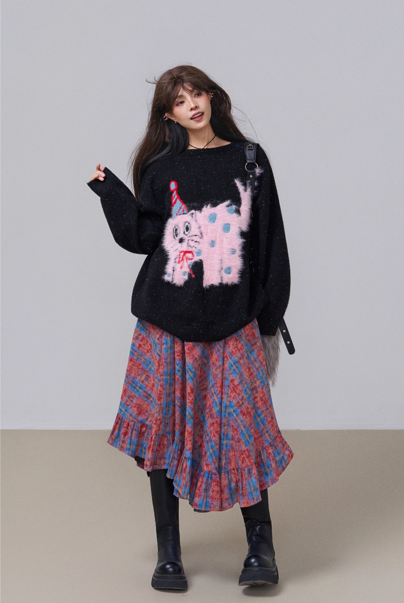 星空斑點針織貓咪毛衣 X3452