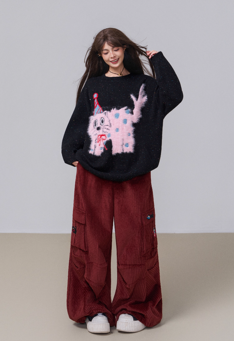 星空斑點針織貓咪毛衣 X3452