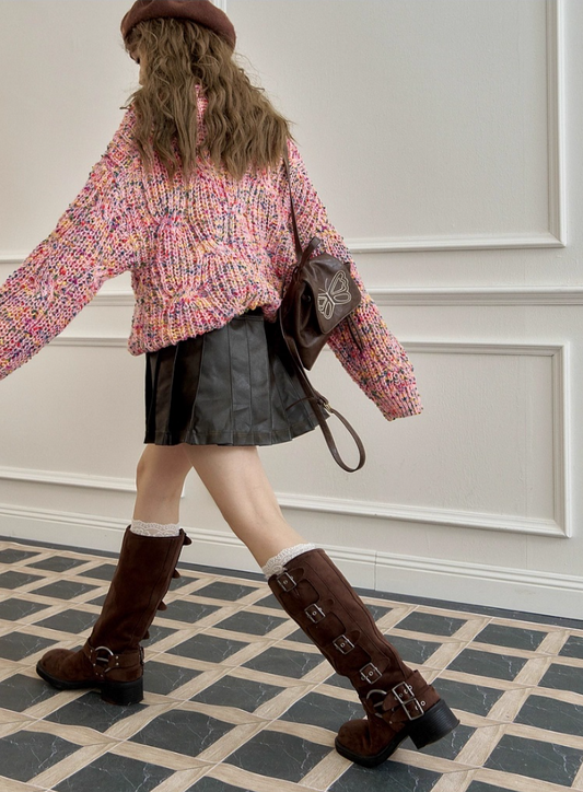 彩色毛絨混紡針織毛衣 X3456