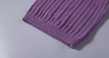 紫色藝術提花針織洋裝 X3457