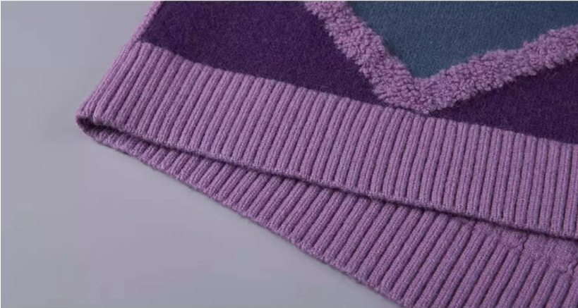 紫色藝術提花針織洋裝 X3457