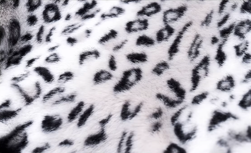 Half-High Neck Leopard Print Faux-Fur 3/4 Sleeve Pullover/Pants　X3494