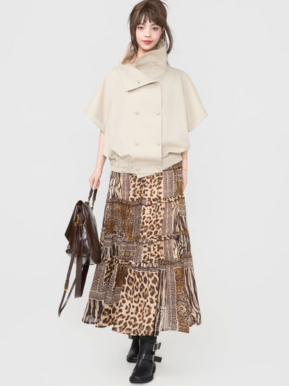 Double-Breasted Wide Silhouette Short-Sleeve Top　X3537