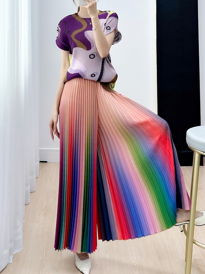 Gradient pleated pants X2328