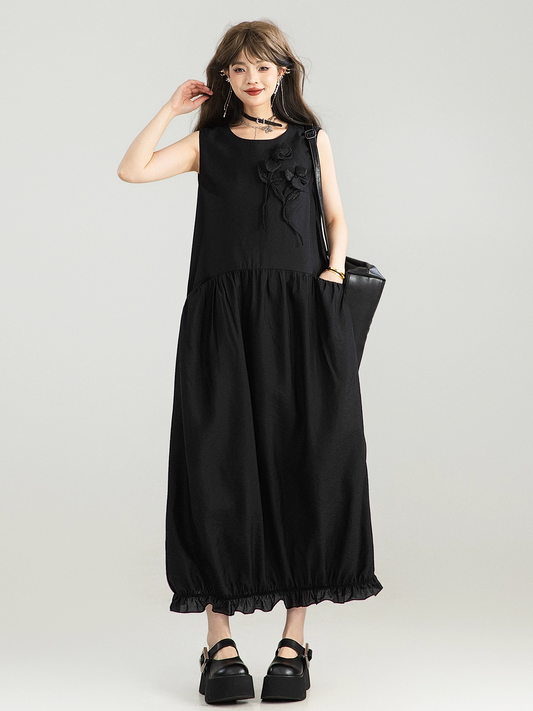 Minimalist Black Sleeveless Dress　X3298