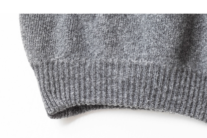 Heavyweight Grey Zip-Up Knit Hoodie Cardigan　X3368