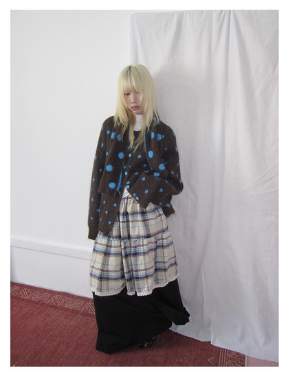 Plaid Patchwork Layered Wide Pants　X3420