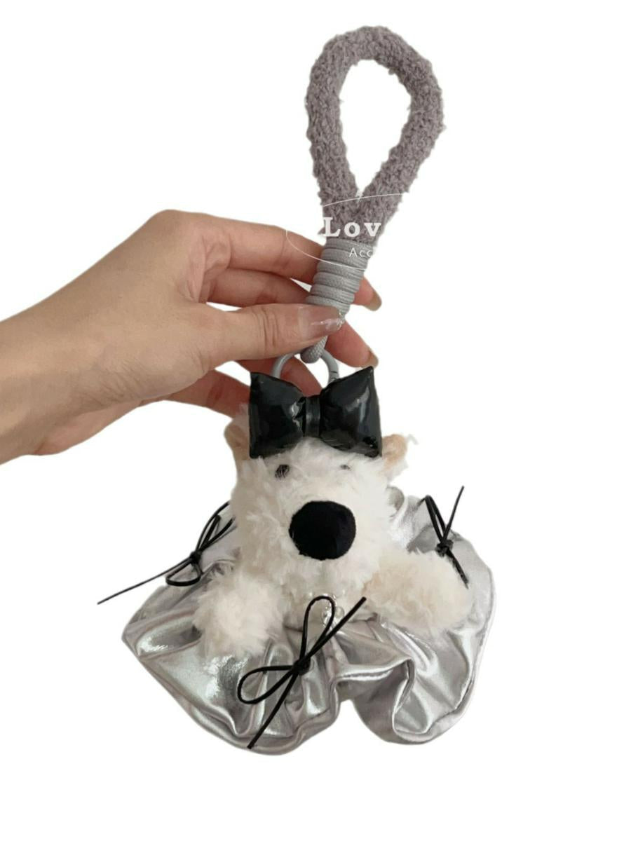 Silver dress dog keycharm bag pendant　X3184