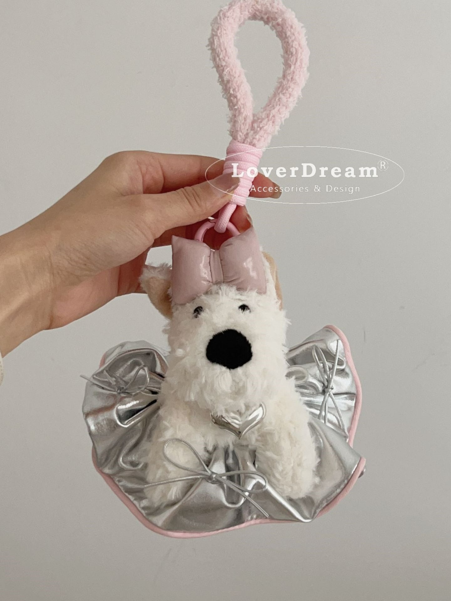 Silver dress dog keycharm bag pendant　X3184