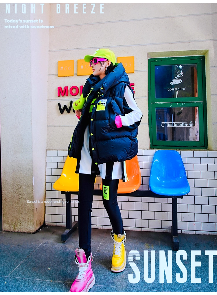 Neon Green Letter Patch Fleece Leggings X3412