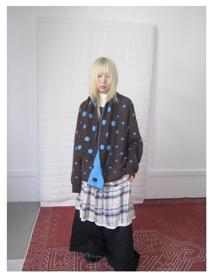 Plaid Patchwork Layered Wide Pants　X3420