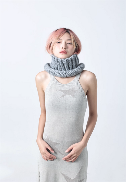 Icelandic Hand-Knitted Wool Beanie Neck Warmer　X3442