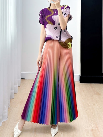 Gradient pleated pants X2328