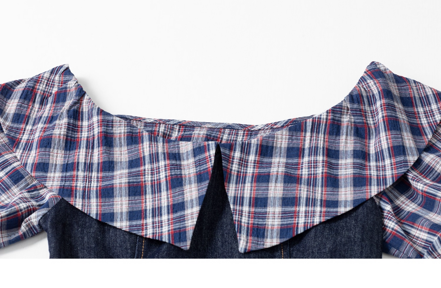 Denim Patchwork Off-Shoulder Top / Skirt　X3372