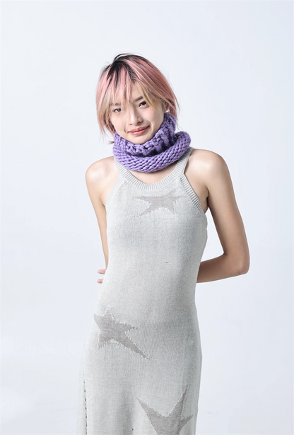 Icelandic Hand-Knitted Wool Beanie Neck Warmer　X3442