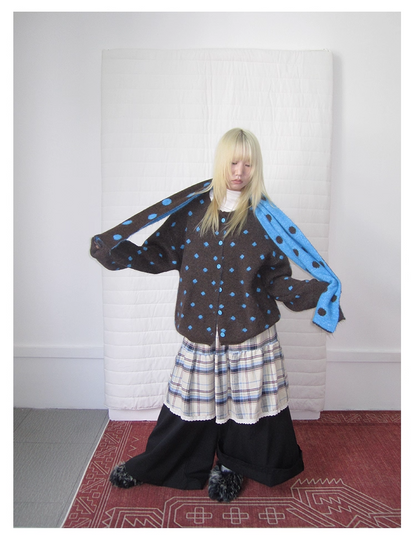 Plaid Patchwork Layered Wide Pants　X3420