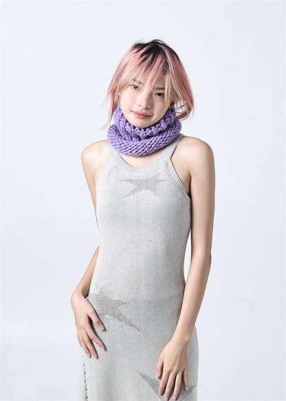 Icelandic Hand-Knitted Wool Beanie Neck Warmer　X3442