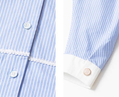Blue Striped Long Sleeve Shirt　X3367
