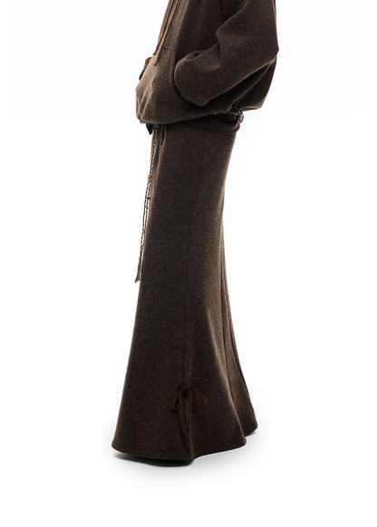 Layered-Look High-Neck Hoodie & Long Skirt 　X3484