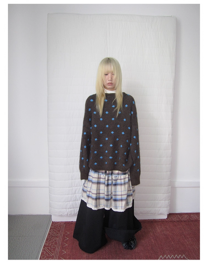 Plaid Patchwork Layered Wide Pants　X3420