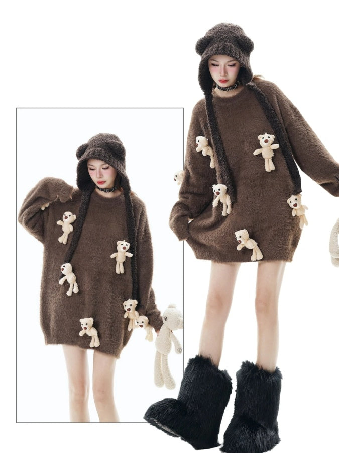 Bear Decoration Sweater　X2998