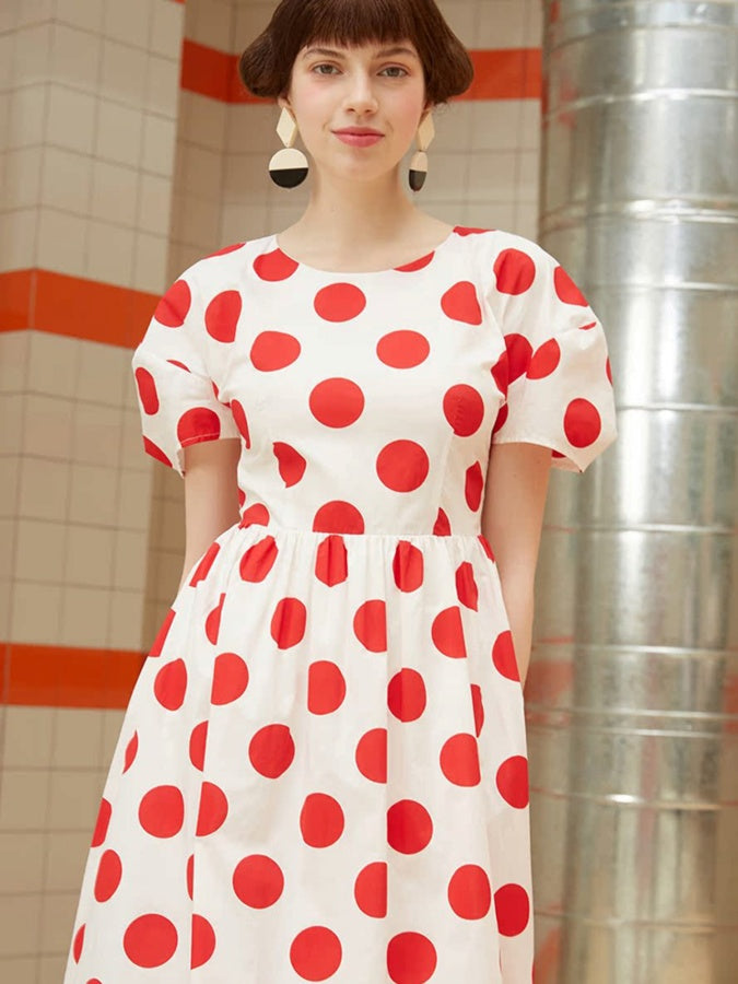 Retro Polka Dot Midi Dress X2710