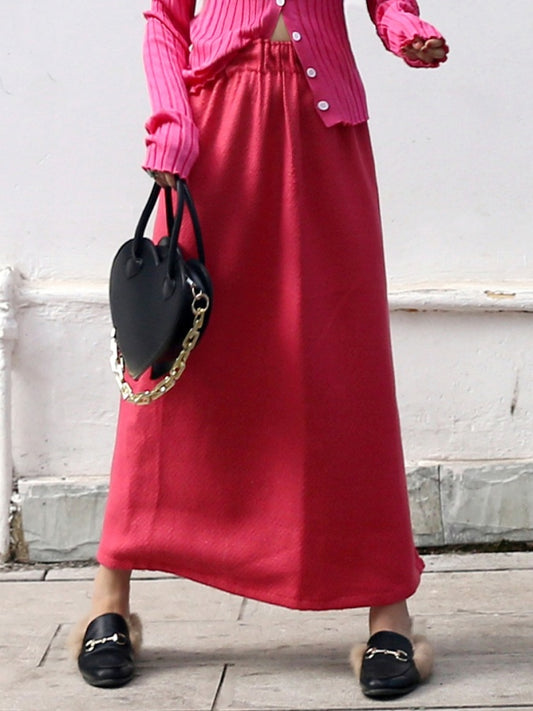 Back slit mid-length skirt X2659