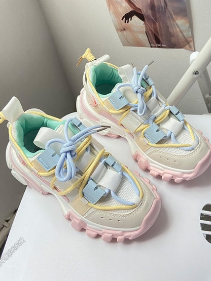 Pastel color block sneakers X2640