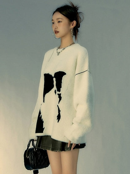 Dog silhouette sweater X2571