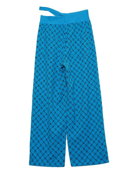 Diamond check pattern pants X2799