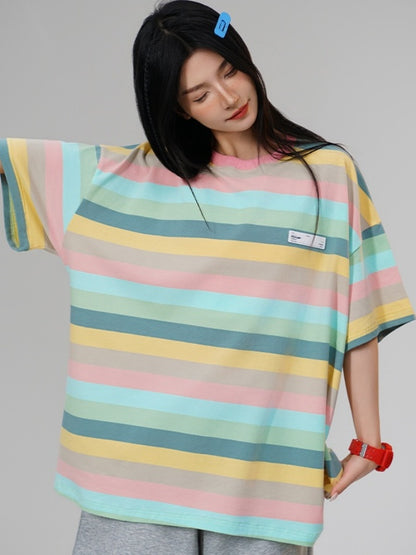 Pastel border T-shirt X2729