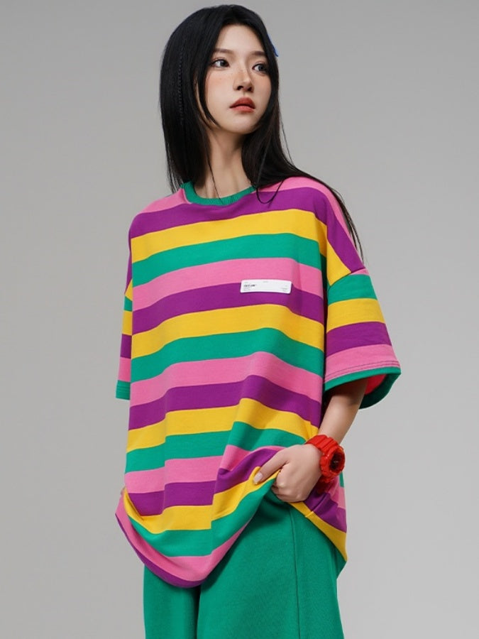 Colorful striped T-shirt X2730