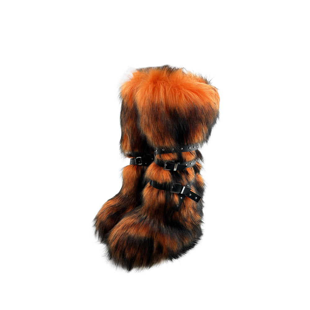 Fur Long Platform Snow Boots　X3423