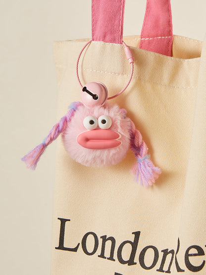 Cute sausage mouth braids briquette keychain　X3078