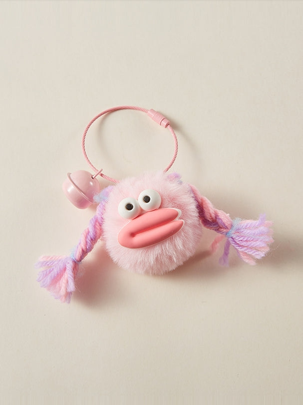 Cute sausage mouth braids briquette keychain　X3078