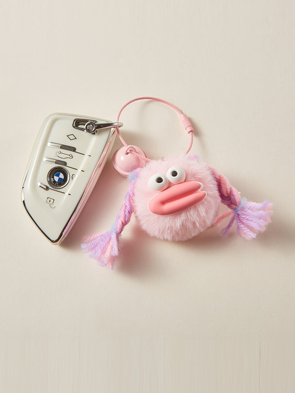 Cute sausage mouth braids briquette keychain　X3078