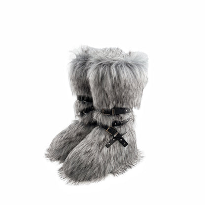 Fur Long Platform Snow Boots　X3423
