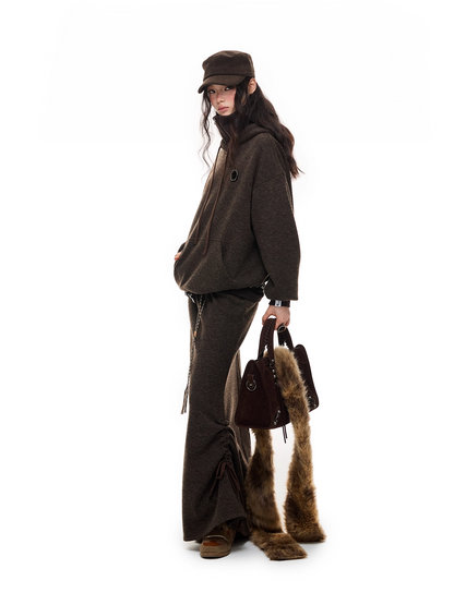 Layered-Look High-Neck Hoodie & Long Skirt 　X3484