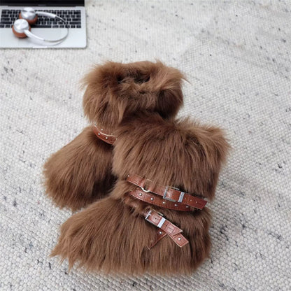 White Fleece Platform Short Snow Boots　X3425