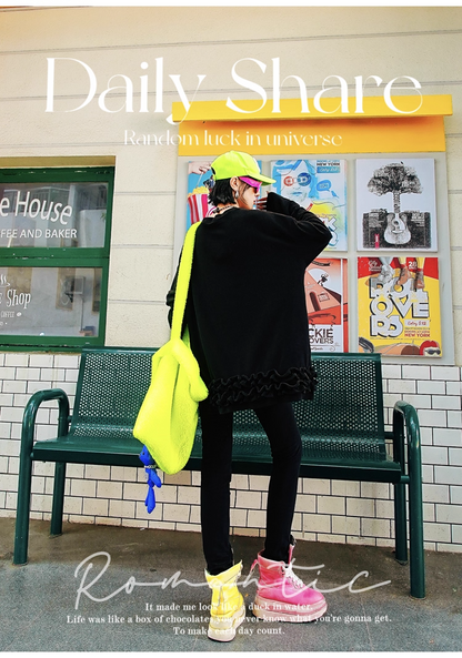 Royal Blue Ruffled Fleece Oversized Sweatshirt　X3407