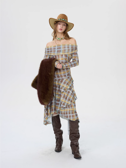 Snow Fox Glow Eco Fur Long Scarf　X3505