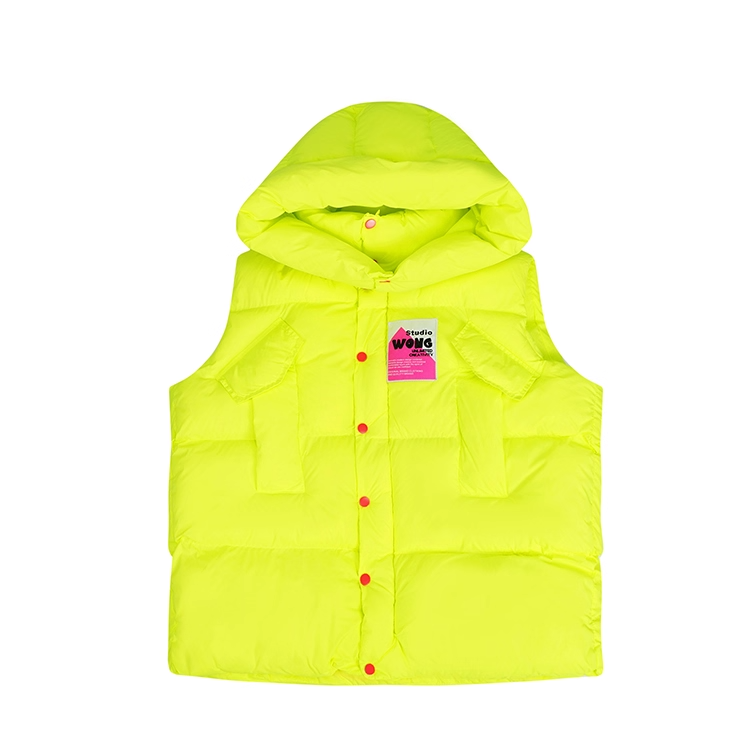 Neon Color Letter Patch Padded Vest　X3429