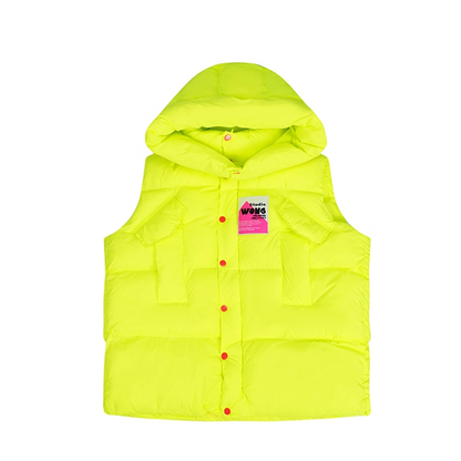 Neon Color Letter Patch Padded Vest　X3429