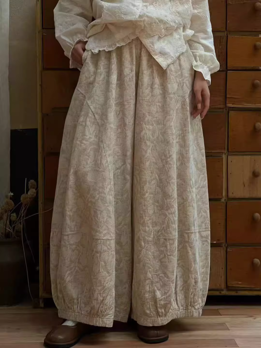 Vintage Inspired Loose Wide-Leg Lantern Pants　X3363