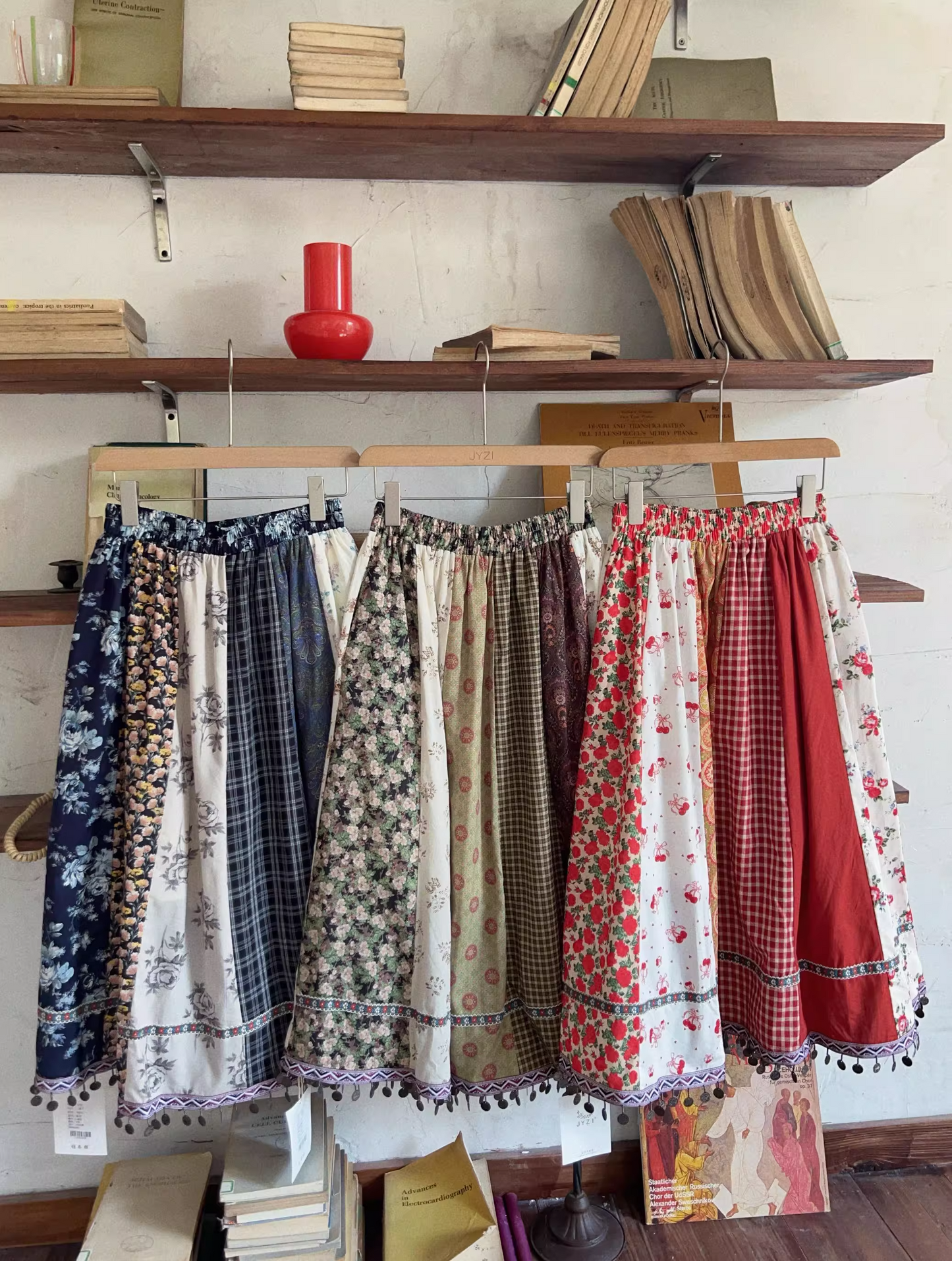 Vintage Country Patchwork Floral Long Skirt　X3364