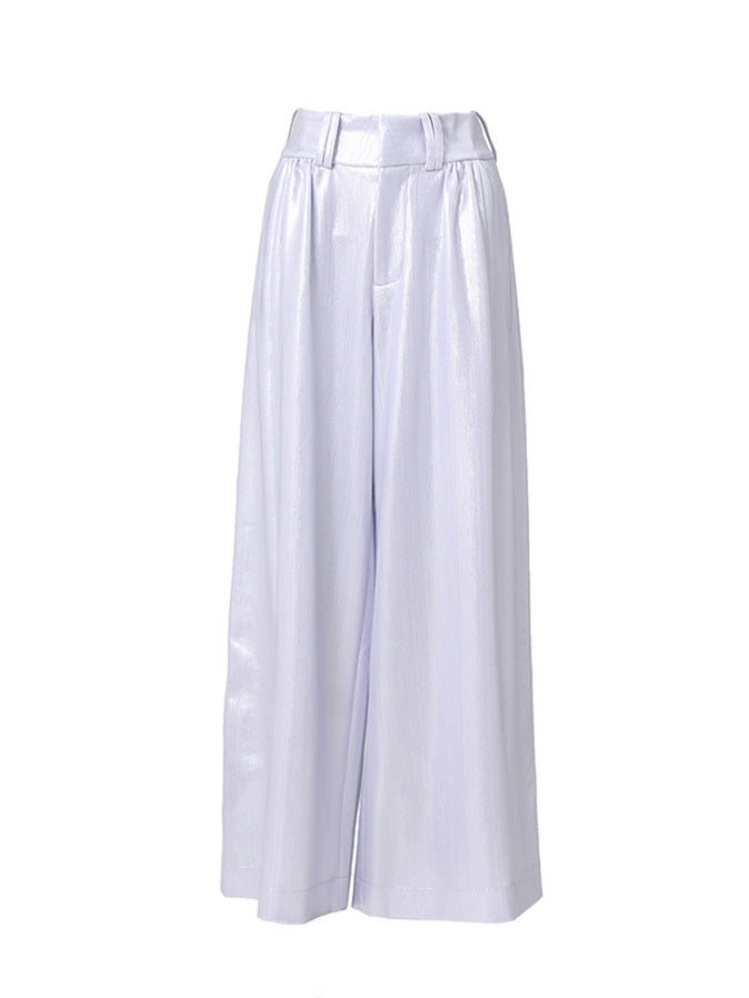 Metallic silver wide leg pants X2774