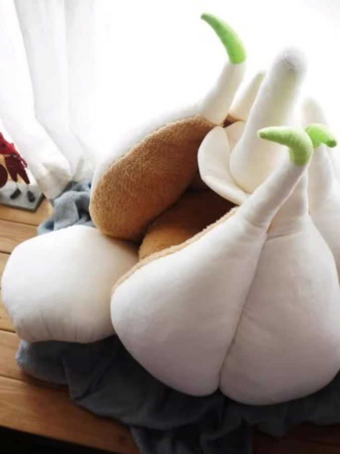 蔬菜玩具大蒜圖案抱枕靠墊織物內裝 X2592