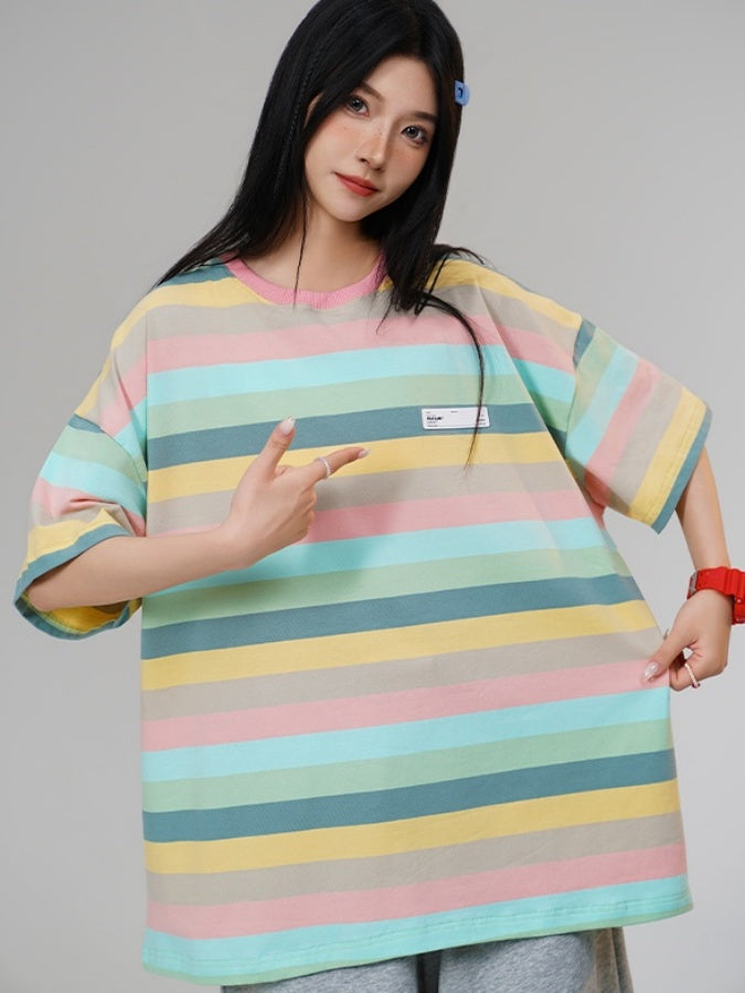 Pastel border T-shirt X2729