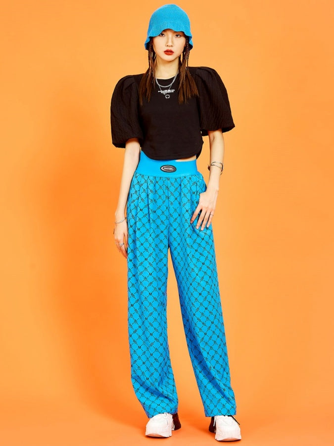 Diamond check pattern pants X2799