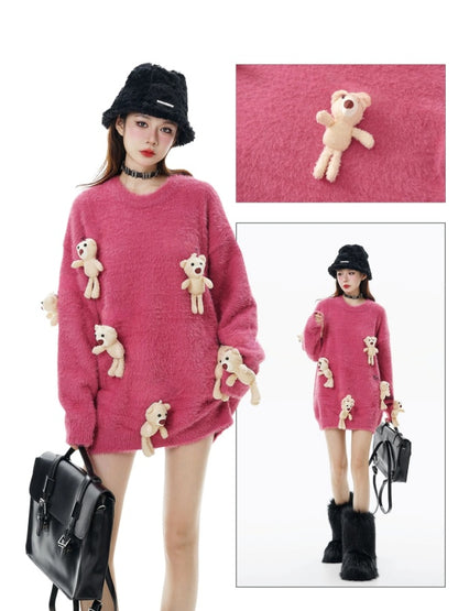 Bear Decoration Sweater　X2998